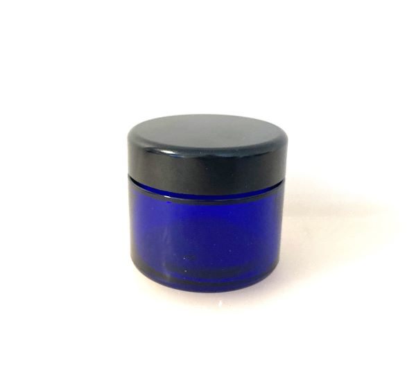 Salbenglas Blauglas Deckel schwarz 50ml